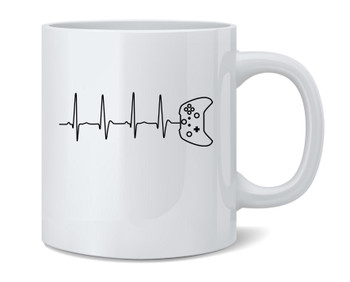 Gamer Heartbeat XB Video Game Controller Gift Ceramic Coffee Mug Tea Cup Fun Novelty Gift 12 oz