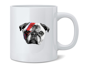 Doggy Stardust Pug Parody Funny Ceramic Coffee Mug Tea Cup Fun Novelty Gift 12 oz