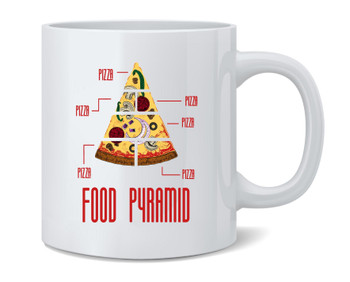 Pizza Food Pyramid Graphic Funny Parody Ceramic Coffee Mug Tea Cup Fun Novelty Gift 12 oz