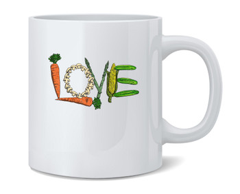 Veggie Love Vegan Vegetarian Vegetables Art Ceramic Coffee Mug Tea Cup Fun Novelty Gift 12 oz