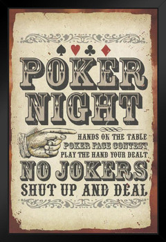 Poker Night Sign No Jokers Art Print Stand or Hang Wood Frame Display Poster Print 9x13
