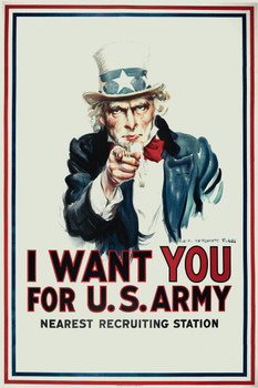 Uncle Sam I Want You For The Army WPA War Propaganda Thick Paper Sign Print Picture 8x12