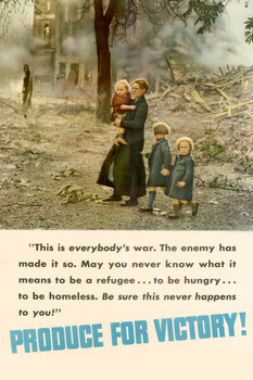 WPA War Propaganda Produce For Victory Poster This is Everybodys War The Enemy Made It So Military Cool Wall Decor Art Print Poster 12x18