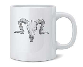 Ram Skull Illustration Ceramic Coffee Mug Tea Cup Fun Novelty Gift 12 oz