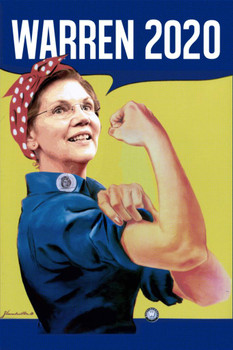Laminated Elizabeth Warren 2020 Rosie the Riveter Campaign Poster Dry Erase Sign 24x36