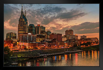Nashville Tennessee Skyline Cumberland River Photo Photograph Art Print Stand or Hang Wood Frame Display Poster Print 13x9