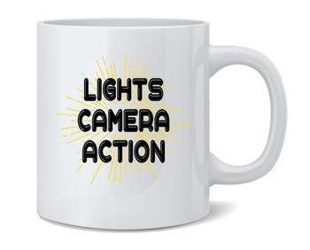 Lights Camera Action Showbiz Movie Cute Ceramic Coffee Mug Tea Cup Fun Novelty Gift 12 oz