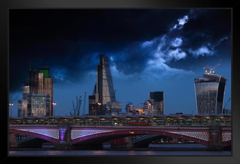 Storm Over the City of London at Dusk Photo Photograph Art Print Stand or Hang Wood Frame Display Poster Print 13x9