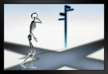 Decisions Skeleton at a Cross in the Road Photo Photograph Art Print Stand or Hang Wood Frame Display Poster Print 13x9