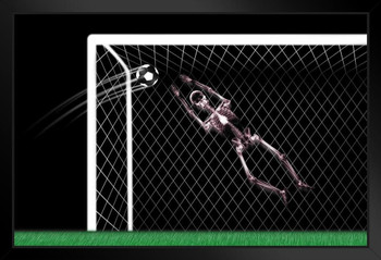 Skeleton Goalie in Soccer Match X Ray Photo Photograph Art Print Stand or Hang Wood Frame Display Poster Print 13x9