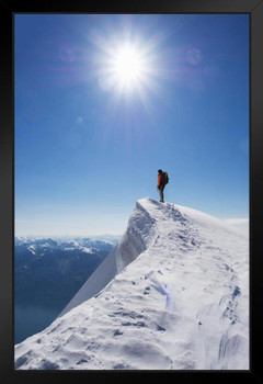 Lone Climber on the Top of a Mountain Photo Photograph Art Print Stand or Hang Wood Frame Display Poster Print 9x13