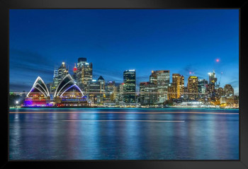 Sydney Opera House with Skyline at Twilight Photo Photograph Art Print Stand or Hang Wood Frame Display Poster Print 13x9