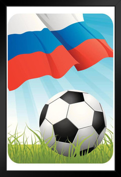 Russia Soccer Ball and Flag Sports Art Print Stand or Hang Wood Frame Display Poster Print 9x13