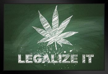 Legalize It Marijuana Leaf Green Chalkboard Art Print Stand or Hang Wood Frame Display Poster Print 13x9