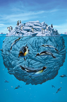 Penguin Wink Diving Ice Ball by Vincent Hie Penguin Poster Penguin Home Decor Emperor Penguin Wall Decor Arctic Ice Animal Wildlife Art Print Snow Nature Print Thick Paper Sign Print Picture 8x12