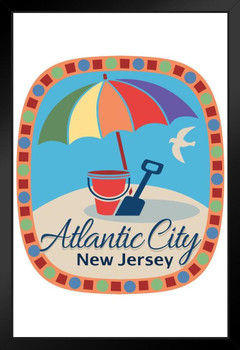 Atlantic City Retro Travel Sticker Art Print Stand or Hang Wood Frame Display Poster Print 9x13