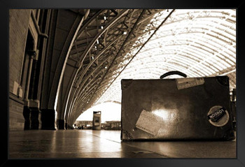 Old Suitcase at St Pancras Railroad Station Photo Photograph Art Print Stand or Hang Wood Frame Display Poster Print 13x9