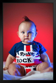 Punk Rock Baby with Mohawk Photo Photograph Art Print Stand or Hang Wood Frame Display Poster Print 9x13