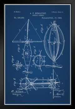 Steampunk Aerial Vessel Official Patent Blueprint Art Print Stand or Hang Wood Frame Display Poster Print 9x13