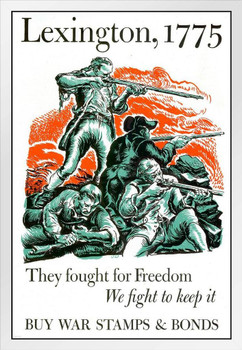 Lexington They Fought for Freedom WPA War Propaganda White Wood Framed Poster 14x20