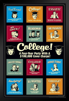 College Collage by RetroSpoofs Humor Art Print Stand or Hang Wood Frame Display Poster Print 9x13