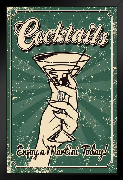 Cocktails Enjoy a Martini Today Vintage Art Print Stand or Hang Wood Frame Display Poster Print 9x13