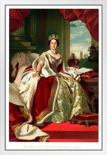 Queen Victoria Portrait White Wood Framed Poster 14x20
