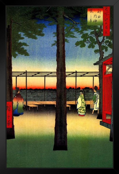 Utagawa Hiroshige Dawn at Kanda Myojin Shrine Japanese Art Poster Traditional Japanese Wall Decor Hiroshige Woodblock Landscape Artwork Nature Asian Print Decor Stand or Hang Wood Frame Display 9x13