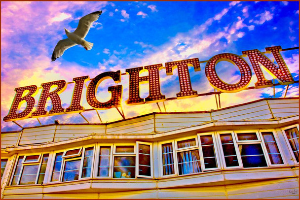 Brighton Sign by Chris Lord Photo Photograph Thick Paper Sign Print Picture 8x12
