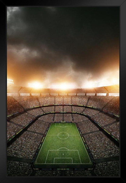 Soccer Stadium Illuminated Before Match Art Print Stand or Hang Wood Frame Display Poster Print 9x13