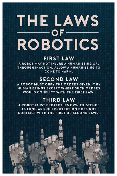 Laminated The Three Laws of Robotics Rules Science Fiction SciFi Geeky Inventor Handbook of Robotics Reference Chart Sign Poster Dry Erase Sign 24x36