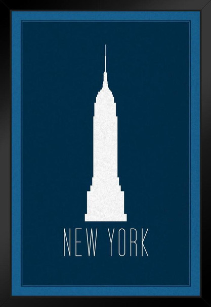 Cities New York City Empire State Building Blue Art Print Stand or Hang Wood Frame Display Poster Print 9x13