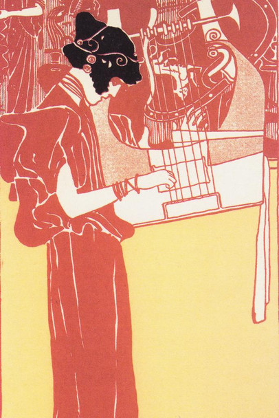 Gustav Klimt Musik 1901 Portrait Art Nouveau Prints and Posters Gustav Klimt Canvas Wall Art Fine Art Wall Decor Women Music Instrument Abstract Painting Thick Paper Sign Print Picture 8x12