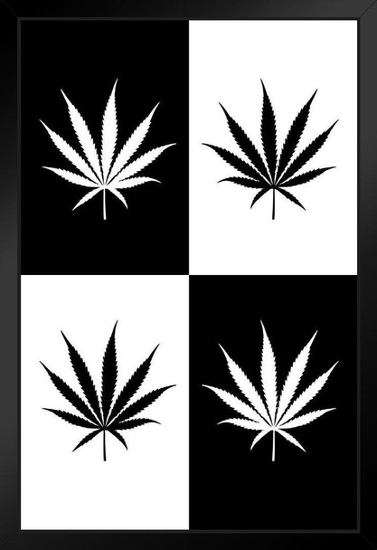 Marijuana Four Weed Pot Cannabis Joint Blunt Bong Leaves Pop Art Black And White Art Print Stand or Hang Wood Frame Display Poster Print 9x13