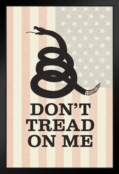 Gadsden Flag Dont Tread On Me Rattlesnake Coiled To Strike Old Glory Faded Textured Art Print Stand or Hang Wood Frame Display Poster Print 9x13