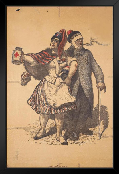 WPA War Propaganda French Soldier Veteran With Red Cross Aid Nurse Art Print Stand or Hang Wood Frame Display Poster Print 9x13
