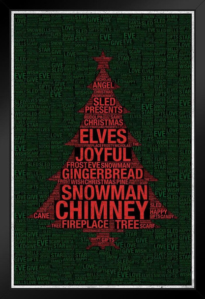 Words Christmas Black Art Print Stand or Hang Wood Frame Display Poster Print 9x13