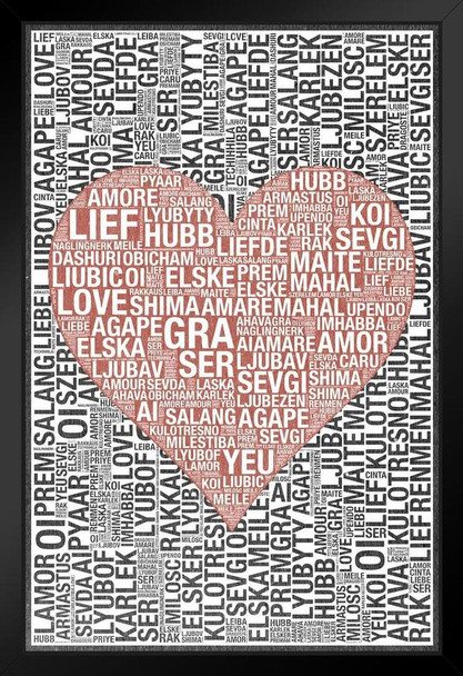 Words Love Red Texture Art Print Stand or Hang Wood Frame Display Poster Print 9x13