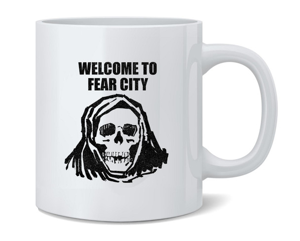 Welcome To Fear City Skull Retro Vintage Ceramic Coffee Mug Tea Cup Fun Novelty Gift 12 oz