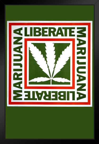 Liberate Marijuana Cannabis Legalization Retro Vintage Leaf Weed Room Dope Gifts Guys Propaganda Smoking Stoner Reefer Stoned Sign Buds Pothead Dorm Walls Stand or Hang Wood Frame Display 9x13