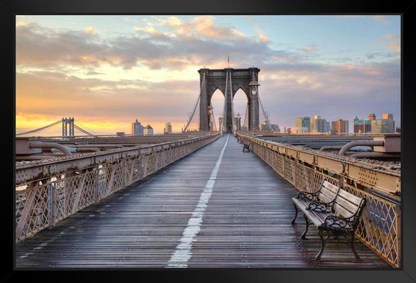 Brooklyn Bridge at Sunrise New York City Photo Photograph Art Print Stand or Hang Wood Frame Display Poster Print 13x9