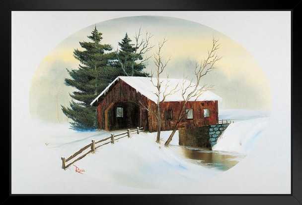 Bob Ross Covered Bridge Oval Art Print Painting Bob Ross Poster Bob Ross Collection Bob Art Paintings Happy Accidents Bob Ross Print Decor Painting Wall Art Stand or Hang Wood Frame Display 9x13