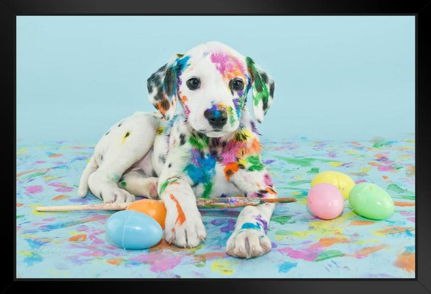 Easter Dalmatain Puppy Photo Puppy Posters For Wall Funny Dog Wall Art Dog Wall Decor Puppy Posters For Kids Bedroom Animal Wall Poster Cute Animal Posters Stand or Hang Wood Frame Display 9x13