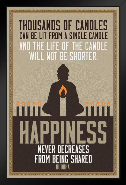 Thousands of Candles Happiness Buddha Famous Motivational Inspirational Quote Art Print Stand or Hang Wood Frame Display Poster Print 9x13
