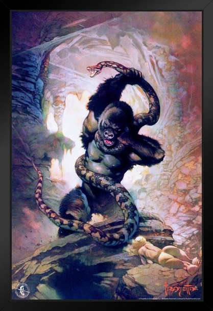 Frank Frazetta 8th Wonder Gorilla Snake Fantasy Science Fiction Horror Artwork Artist Retro Vintage Comic Book Cover 1970s Art Print Stand or Hang Wood Frame Display 9x13