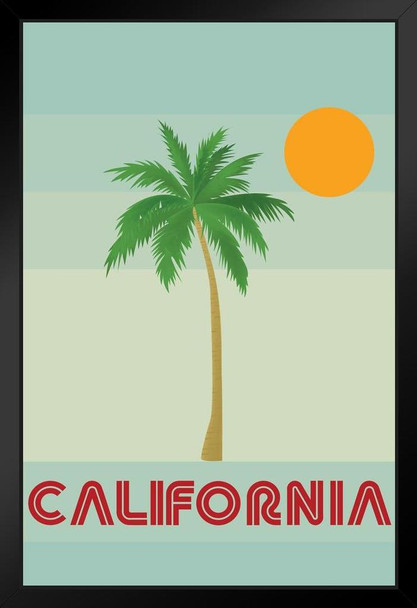 Retro Style California Sun Sand Palm Tree Travel Art Print Stand or Hang Wood Frame Display Poster Print 9x13