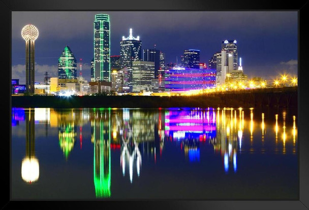 Downtown Dallas Texas Skyline Reflections Photo Photograph Art Print Stand or Hang Wood Frame Display Poster Print 13x9