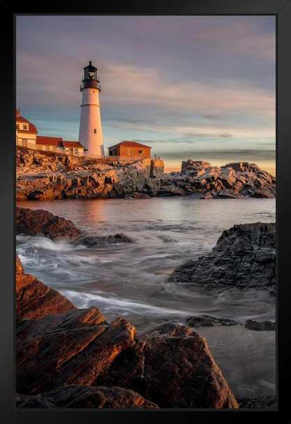 Sunrise Portland Head Lighthouse Cape Elizabeth Photo Photograph Art Print Stand or Hang Wood Frame Display Poster Print 9x13