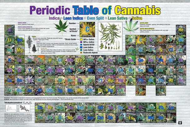 Periodic Table Of Cannabis Pot Reference Chart Cool Wall Decor Art Print Poster 36x24