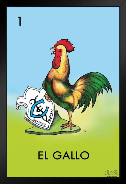 01 El Gallo Rooster Loteria Card Mexican Bingo Lottery Art Print Stand or Hang Wood Frame Display Poster Print 9x13